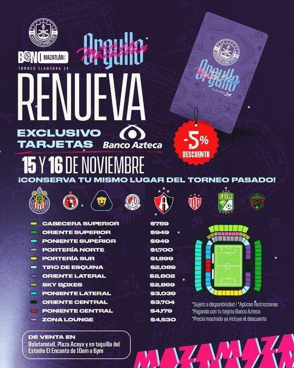 $!Los Cañoneros pone a la venta el ‘Bono Mazatlán FC’ para el Clausura 2024