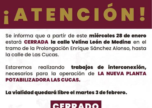 La calle se cerrará a partir de este miércoles 28 de enero.
