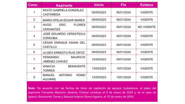 Confirma INE que no habrá candidatos independientes en elección presidencial de 2024