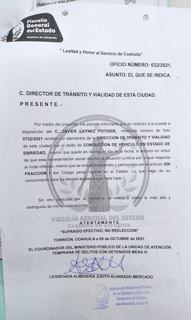 $!Javier Laynez, ministro de SCJN, detenido por conducir en estado de ebriedad en Coahuila