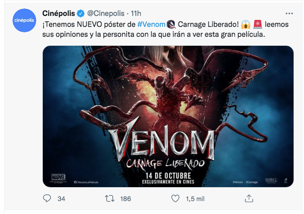 $!‘Venom: Carnage liberado’ adelanta su estreno en México, llegará el 14 de octubre