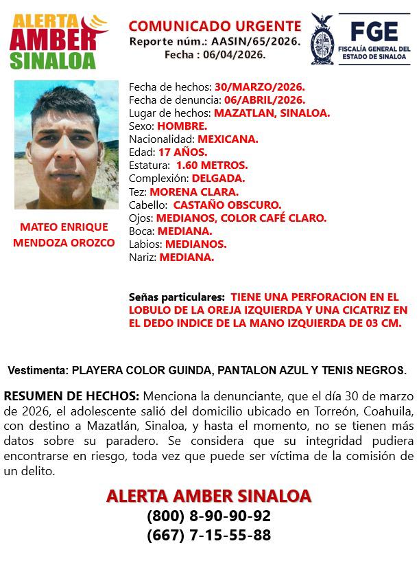 $!Activan Alerta Amber por la desaparición de dos menores en Culiacán y Mazatlán