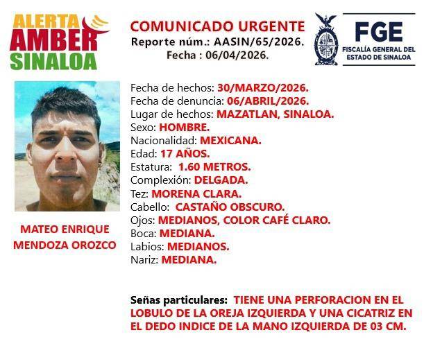 Mateo Enrique salió de su domicilio en Torreón, Coahuila, con destino hacia Mazatlán.