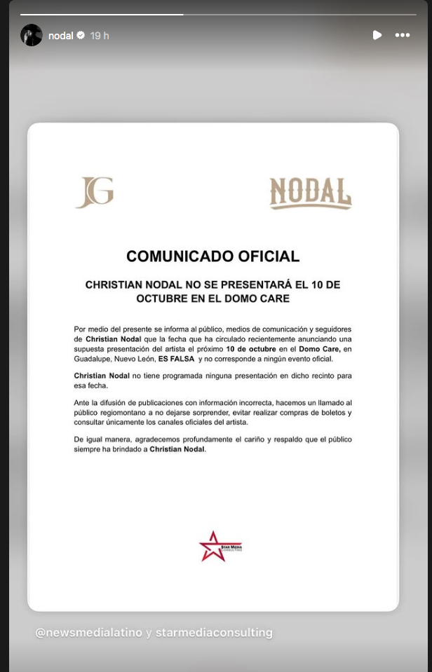 $!Desmiente Christian Nodal concierto en Nuevo León