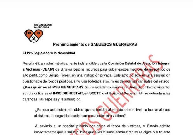 El colectivo de búsqueda Sabuesos Guerreras cuestionó el uso de fondos que deberían estar destinados a los sectores más vulnerables.