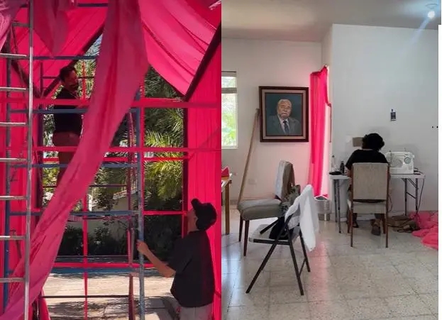 $!La pieza se trabajó con arte textil.