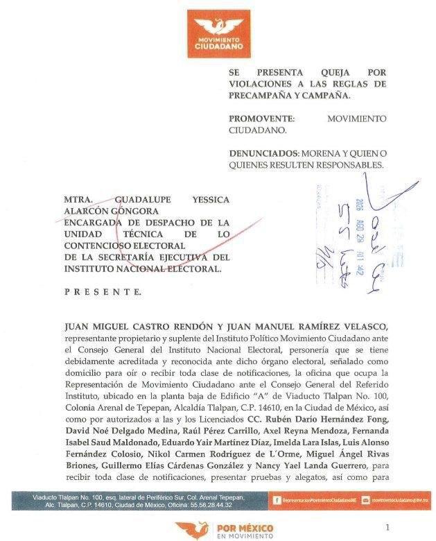 $!Denuncia MC a Morena ante INE por actos anticipados; incluye a Imelda Castro en Sinaloa