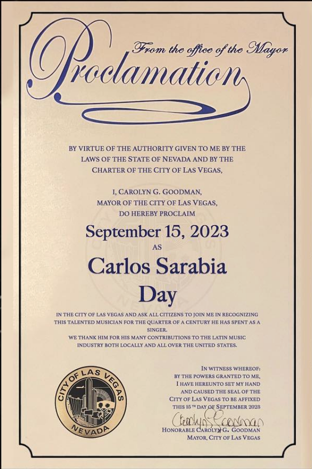 $!Proclaman el 15 de septiembre como el Día de Carlos Sarabia en Las Vegas