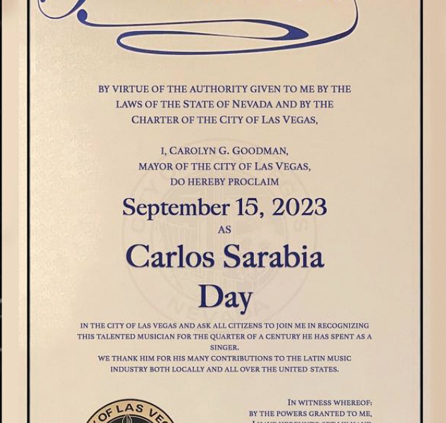 Proclaman el 15 de septiembre como el Día de Carlos Sarabia en Las Vegas
