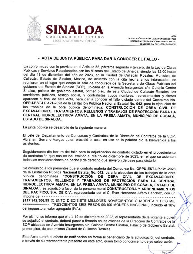 $!Autoriza Gobierno obras por $567 millones en Presa Reguladora Amata, en Cosalá