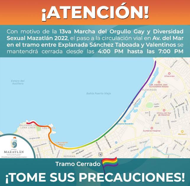 El malecón de Mazatlán se cerrará de 4 a 7 de la tarde este sábado por ...