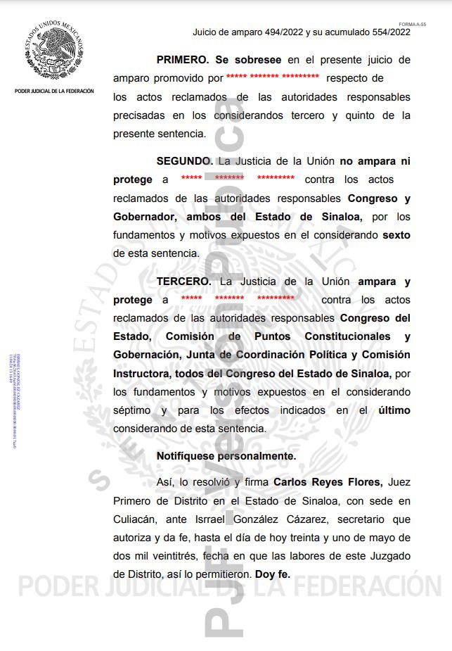 $!Tribunal Colegiado ratifica amparo de Estrada Ferreiro contra juicio político