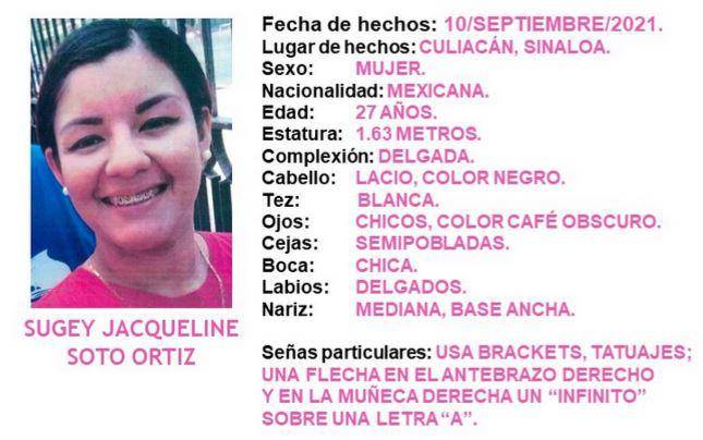 Reportan desaparición de Sugey Jacqueline en Culiacán; se tuvo una última comunicación con ella el 10 de septiembre