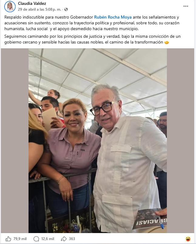 $!Respaldo a Rocha Moya desata ola de ‘me divierte’ en redes de Alcaldesa de Rosario