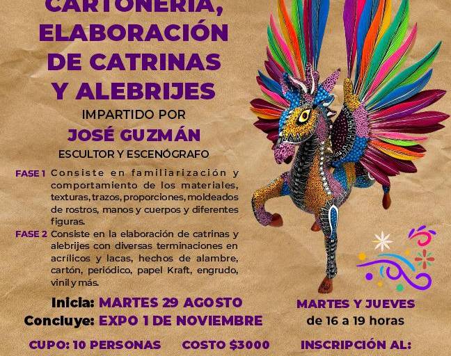 Invitan al taller de cartonería para crear catrinas y alebrijes