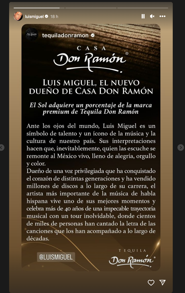 $!Luis Miguel se vuelve empresario con una marca premium de tequila en México