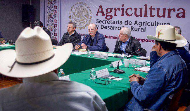 El Secretario de Agricultura Julio Berdegué Sacristán encabeza la reunión con campesinos y transportistas.
