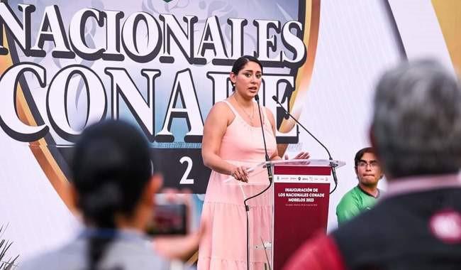 $!Adriana Martínez motiva a deportistas en inauguración de Nacionales Conade 2023 en Morelos