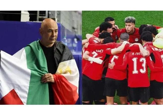 Hossam Hassan celebró con banderas de Palestina y Egipto.