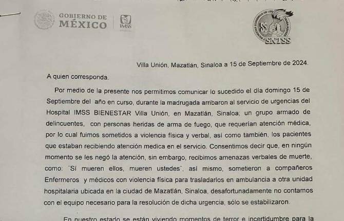 En el oficio, los trabajadores mencionan que fueron sometidos a violencia física y verbal.
