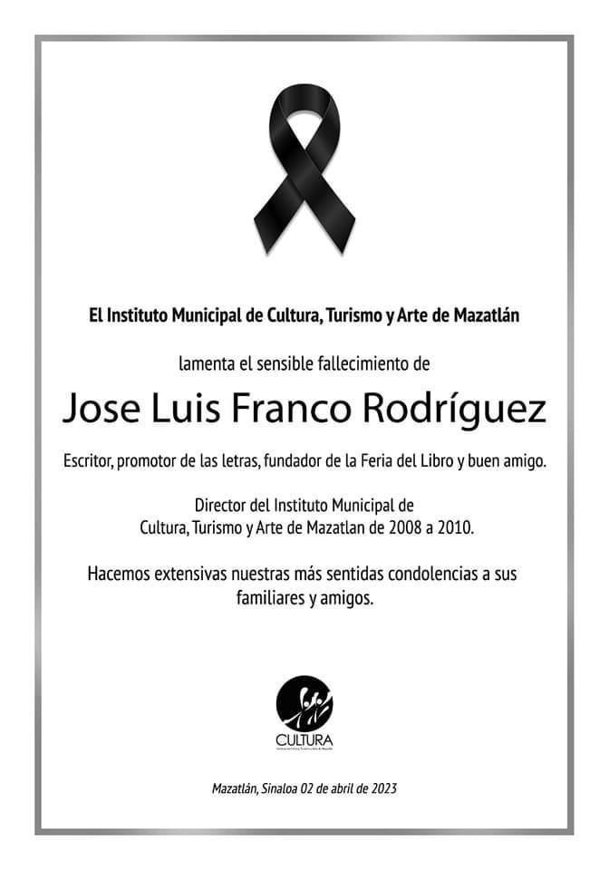 $!Fallece el profe Pepe Franco, escritor y promotor cultural de Mazatlán