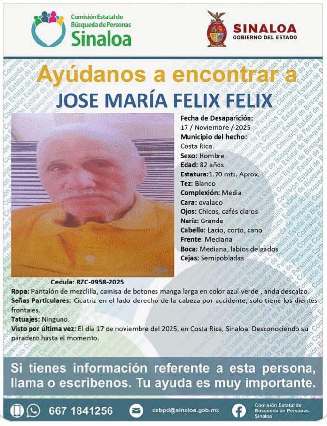 $!Buscan a adulto mayor desaparecido desde noviembre en Costa Rica