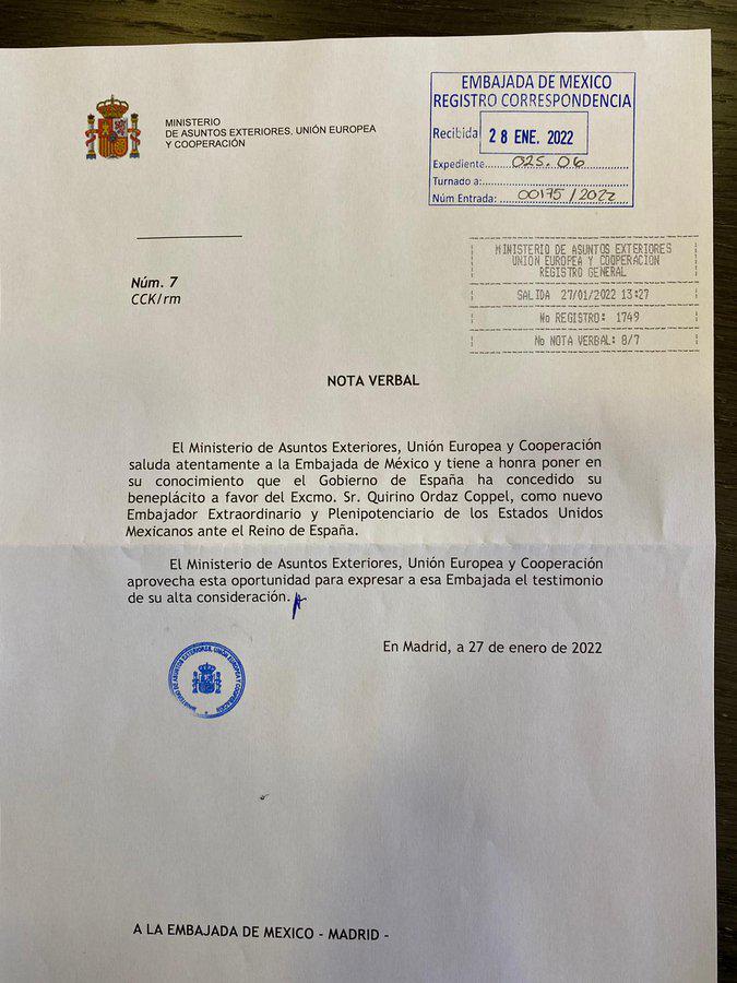 $!PRI notifica a Quirino Ordaz su expulsión del partido si rinde protesta como Embajador de México en España