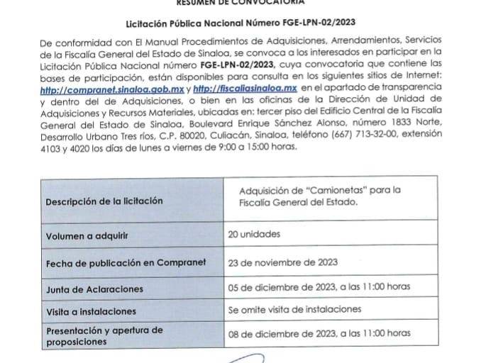 Prepara Fiscalía de Sinaloa compra de 48 vehículos nuevos