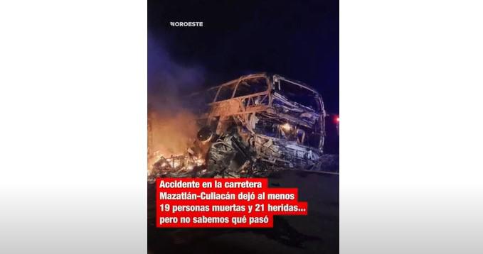 Accidente carretero registrado la madrugada del martes en la autopista Mazatlán-Culiacán.