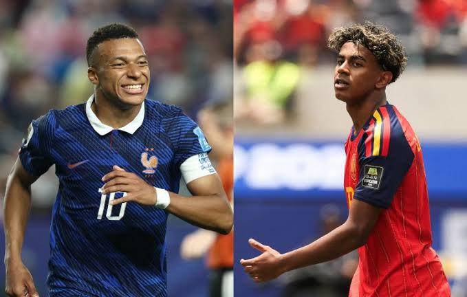Lamine Yamal domina los duelos ante Kylian Mbappé.