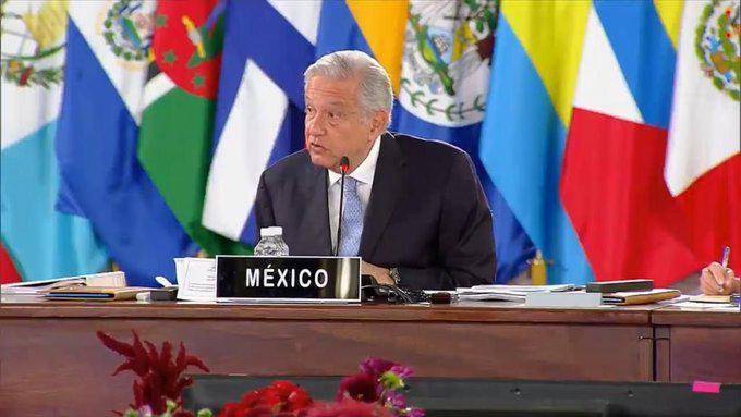 Andrés Manuel López Obrador ante líderes en la cumbre de la Comunidad de Estados Latinoamericanos y Caribeños (Celac).
