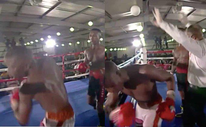$!Boxeador pierde el sentido, da puñetazos al aire y le paran la pelea (VIDEO)