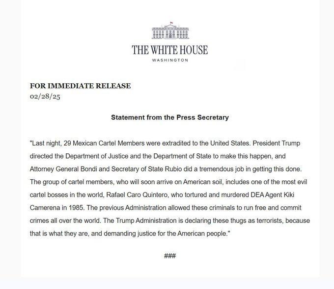 $!Declara EU terroristas a los 29 mexicanos trasladados