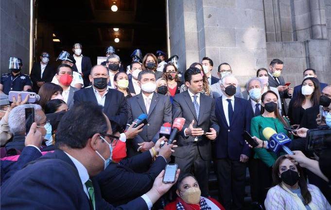 Rubén Moreira Valdez, Jorge Romero Herrera y Luis Ángel Espinosa Cházaro, líderes de la Alianza Legislativa “Va por México”, buscan impugnar la Ley Federal de Revocación de Mandato.
