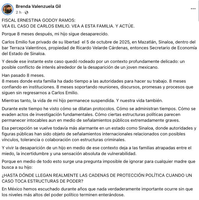 $!Familiares de Carlos Emilio, desaparecido en Mazatlán, exigen justicia con megamanta en CDMX