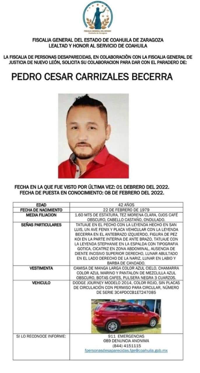 $!Pedro Carrizales, ‘Mijis’, sigue desaparecido