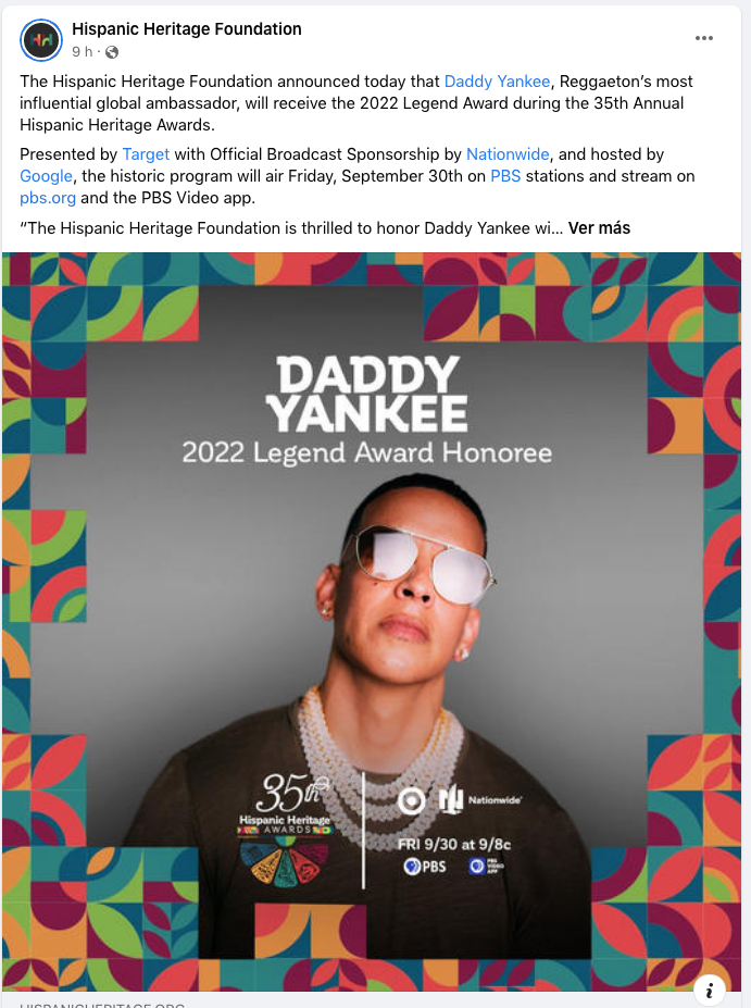 $!Recibirá Daddy Yankee la distinción ‘Leyenda’ en los Hispanic Heritage Award 2022