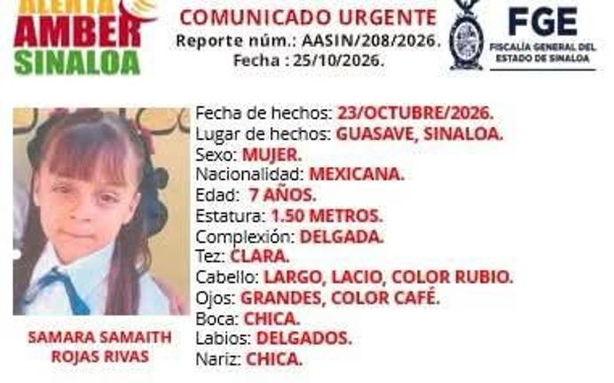 Samara Samaith Rojas Rivas fue vista por última vez el viernes 23 de octubre en la sindicatura de Adolfo Ruiz Cortines.