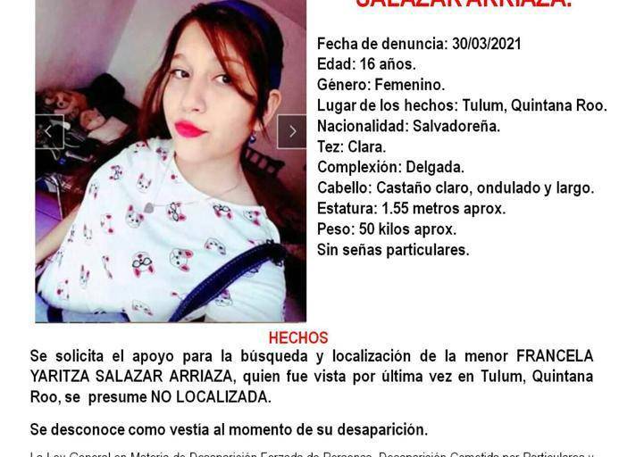 Fiscalía de Quintana Roo busca a Francela Yaritza, una de las hijas de Victoria; activa Alerta Amber