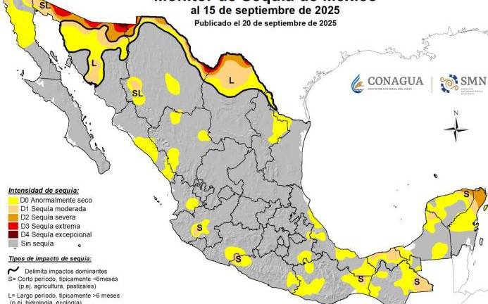 Conagua reporta que Sinaloa salió de la sequía, aunque mantiene zonas clasificadas como “anormalmente secas”.