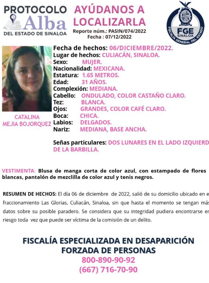 $!Reportan a Catalina como desaparecida en Culiacán