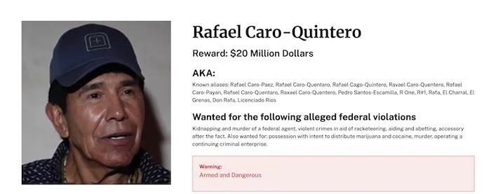 Caro Quintero, de la pobreza a ser uno de los capos más buscados por EU