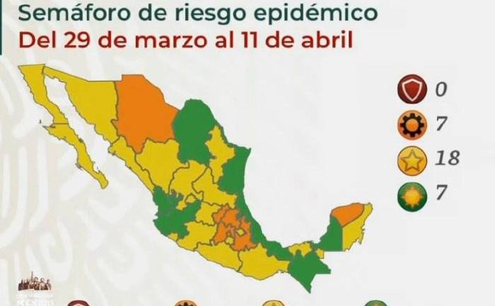Abril iniciará con 7 estados en semáforo verde por Covid-19; hay 18 entidades en amarillo entre ellos Sinaloa