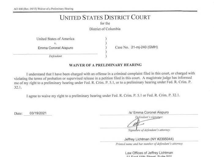 Emma Coronel renuncia a tener audiencia preliminar; pediría más pruebas o se declararía culpable