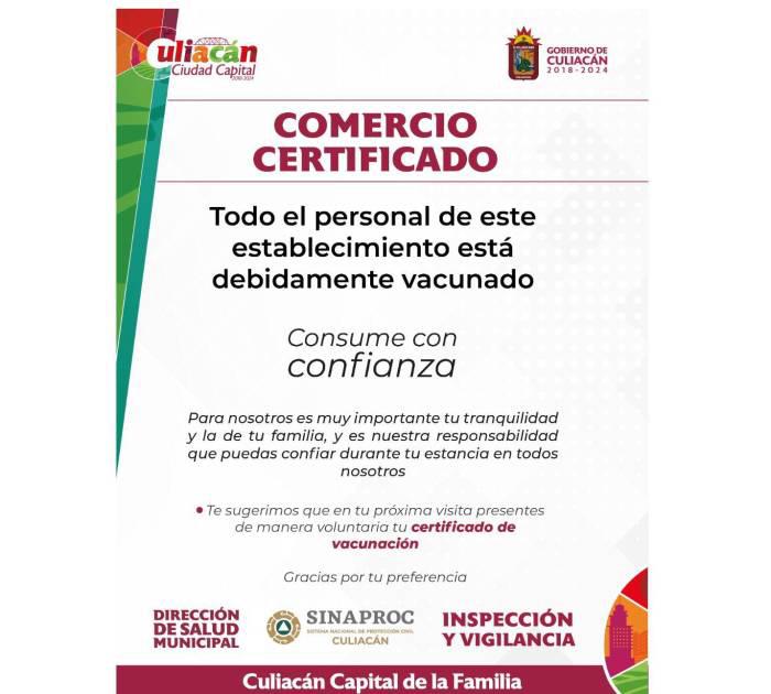 $!Protección Civil de Culiacán prevé pedir certificado de vacunación en restaurantes y plazas comerciales