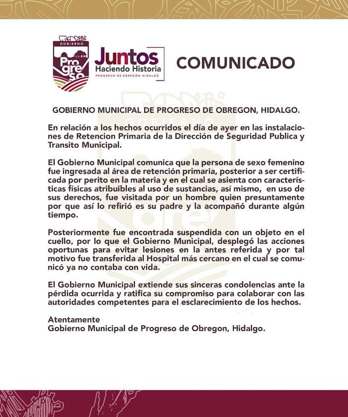 $!Comunicado del Ayuntamiento de Progreso de Obregón