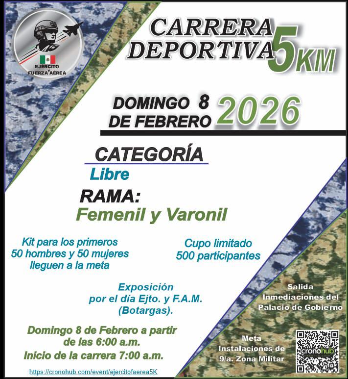 $!Ejército y Fuerza Aérea Mexicana convocan a Carrera Deportiva 5K en Culiacán