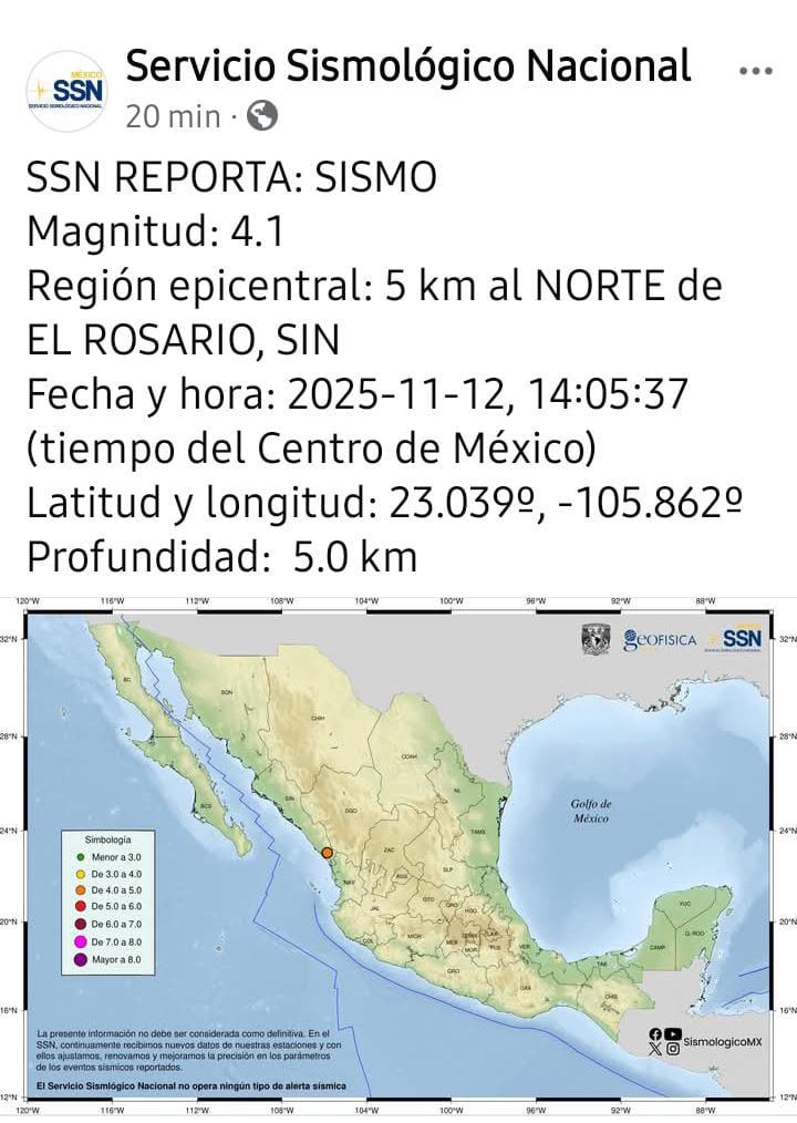 $!Registra sismo el sur de Sinaloa