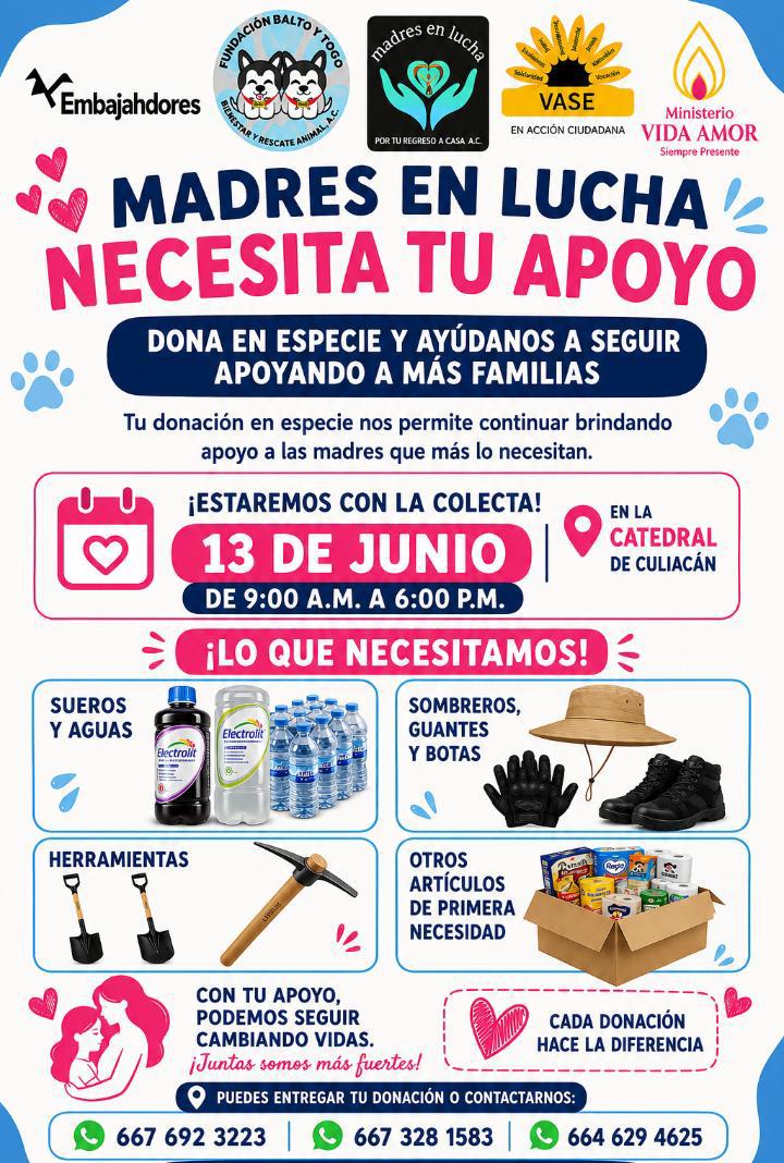 $!Madres buscadoras realizan colecta de insumos para continuar con búsqueda de personas desaparecidas en Culiacán