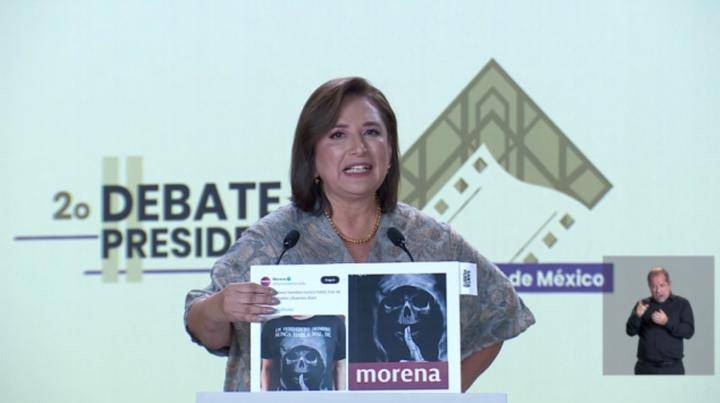Durante el segundo debate presidencial, Gálvez Ruiz acusó a Morena de ser un “narco partido”, según afirmó, no había combatido la violencia y apoya al crimen.